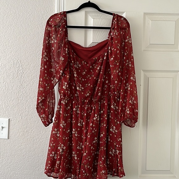 Red floral mini dress size XL - Picture 2 of 2